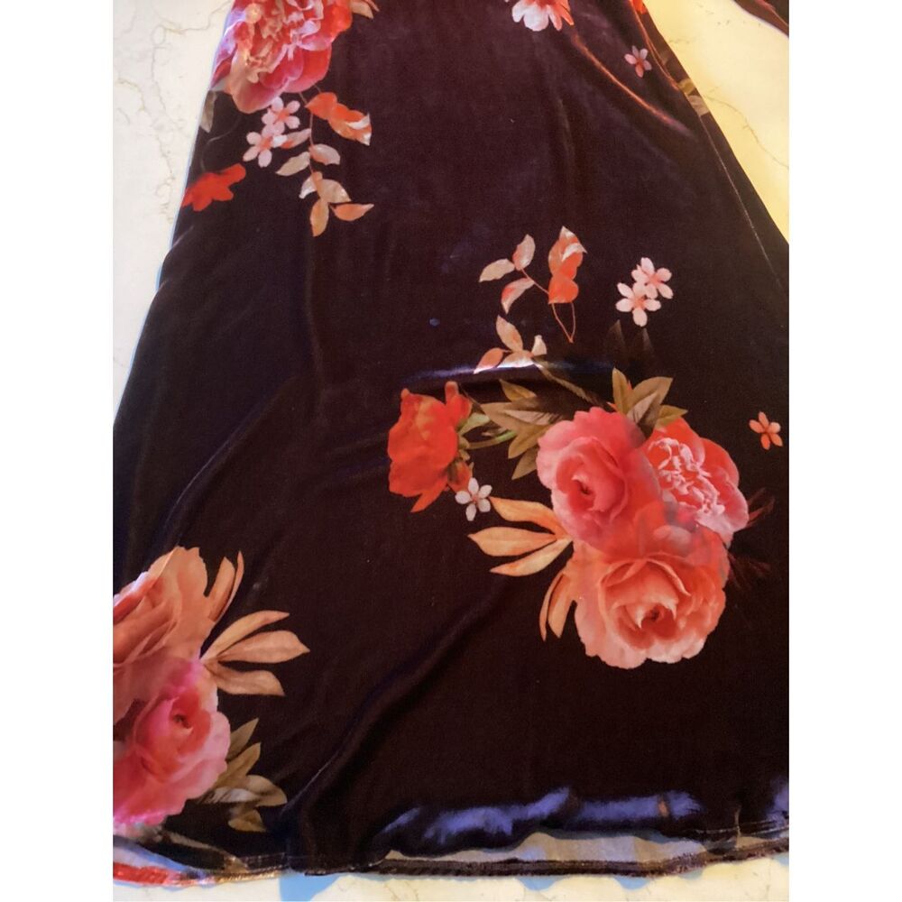Johnny Was Burgundy Floral Midi Dress - Picture 9 of 14